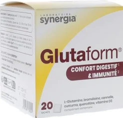 Glutaform Confort digestif et immunité Synergia - boîte de 20 sachets