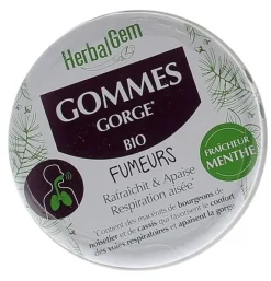 Gommes gorge bio fumeurs HerbalGem - boîte de 45g