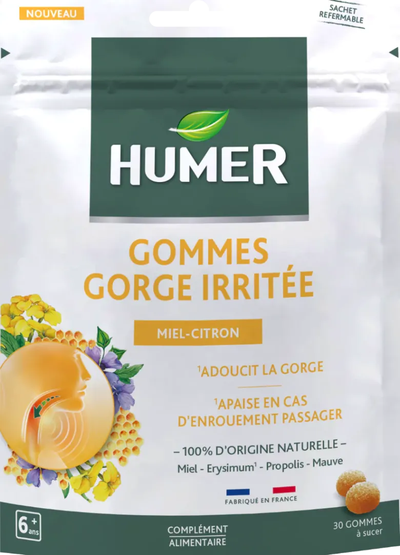 Gommes gorge sensible Humer - sachet de 30 gommes à sucer