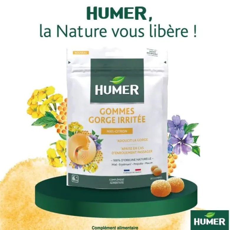 Gommes gorge sensible Humer - sachet de 30 gommes à sucer