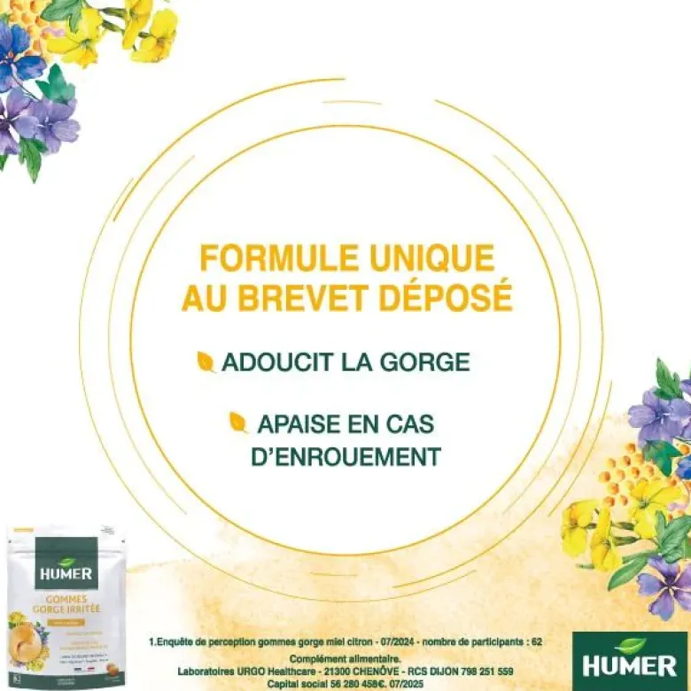 Gommes gorge sensible Humer - sachet de 30 gommes à sucer