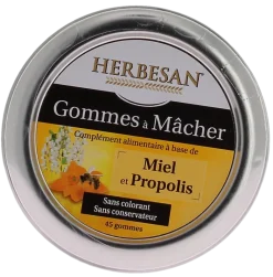 Gommes à mâcher miel et propolis Herbesan - boite de 45 gommes