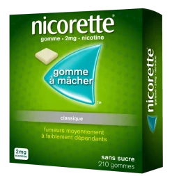 Gommes Nicorette 2 mg sans sucre – 210 à mâcher