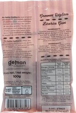 Gommes réglisse sans sucres Ma petite confiserie - sachet de 100g