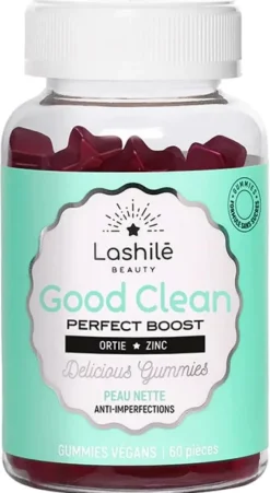 Good Clean perfect boost peau nette Lashilé Beauty - boîte de 60 gummies végans
