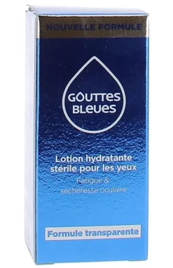 Gouttes bleues lotion hydratante stérile pour les yeux Omega Pharma - flacon de 10ml