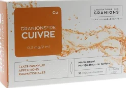 Granions de cuivre 0,3 mg – 30 ampoules de 2 ml