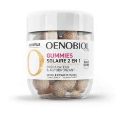 Gummies Solaire 2 en 1 préparateur & autobronzant Oenobiol - pot de 60 gummies