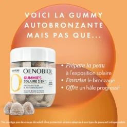 Gummies Solaire 2 en 1 préparateur & autobronzant Oenobiol - pot de 60 gummies