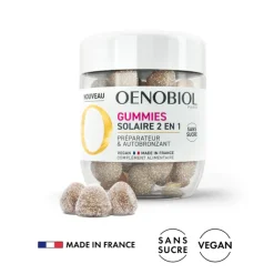 Gummies Solaire 2 en 1 préparateur & autobronzant Oenobiol - pot de 60 gummies
