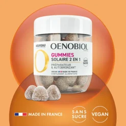 Gummies Solaire 2 en 1 préparateur & autobronzant Oenobiol - pot de 60 gummies