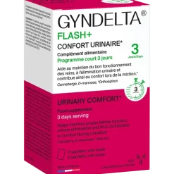 Gyndelta Flash+ confrot urinaire CCD - boîte de 6 sachets