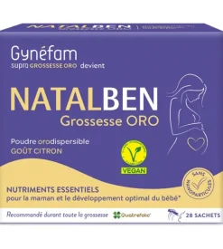 Gynéfam natalben grossesse oro poudre orodispersible goût citron Effik - boite de 28 sachets