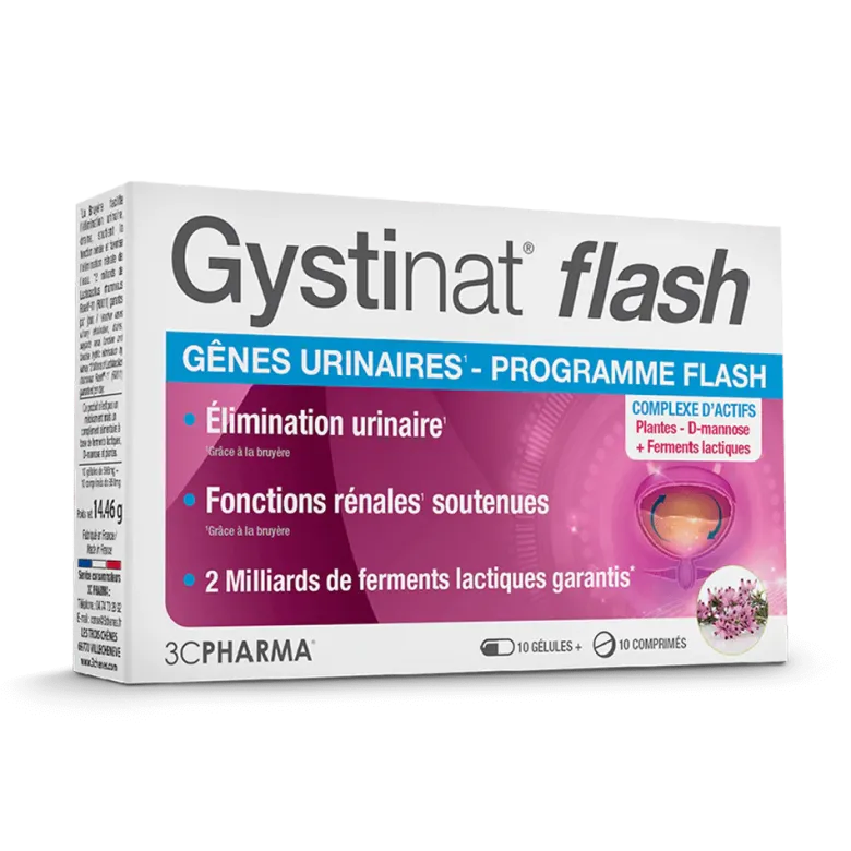 Gystinat Flash 3C Pharma - boîte de 10 gélules + 10 comprimés