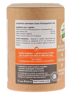 Harpagophytum bio Confort articulaire Nat&Form - pot de 90 gélules