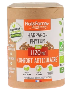 Harpagophytum bio Confort articulaire Nat&Form - pot de 90 gélules