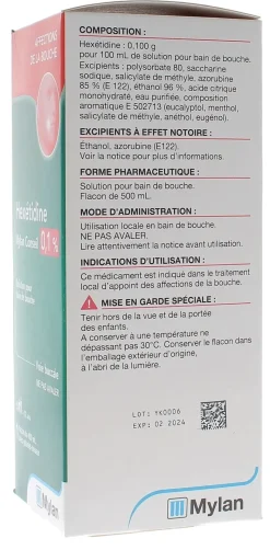Hexétidine bain de bouche Mylan Conseil - flacon de 400ml