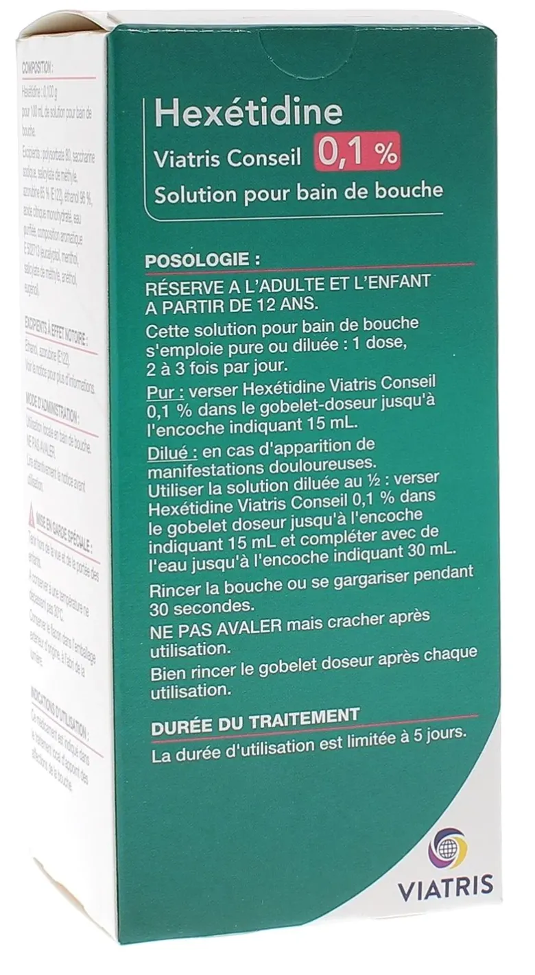 Hexétidine 0,1% Mylan - flacon de 200ml