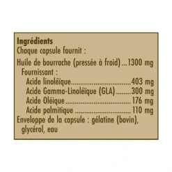 Huile de bourrache 1300mg Solgar - pot de 30 capsules