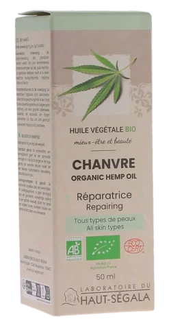 Huile de chanvre bio réparatrice Haut-Ségala- flacon de 50ml