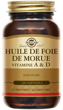 Huile de Foie de Morue Solgar - boîte de 100 gélules