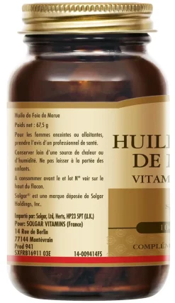 Huile de Foie de Morue Solgar - boîte de 100 gélules