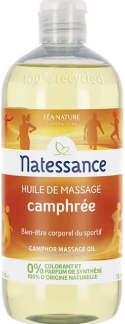 Huile de massage Camphrée Natessance - flacon de 500 ml