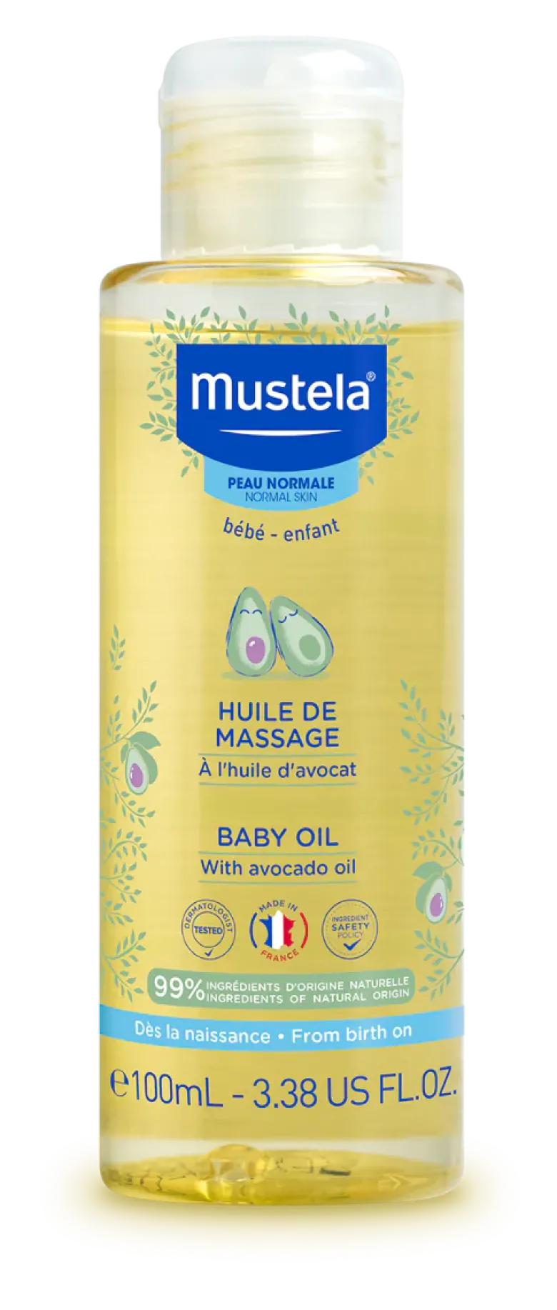 Huile de massage peau normale Mustela - flacon de 100 ml