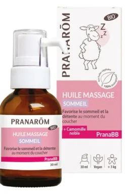 Huile de massage Sommeil Bio PranaBB Pranarôm - flacon pompe de 30 ml