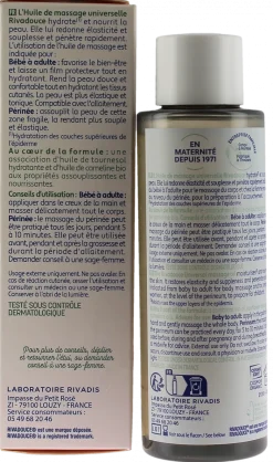 Huile de massage universelle corps et périnée bio Rivadouce - flacon de 100ml