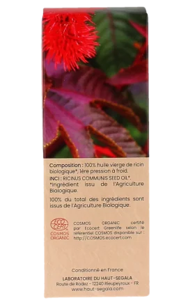 Huile de ricin bio Laboratoire du Haut-Ségala - flacon pompe de 100ml