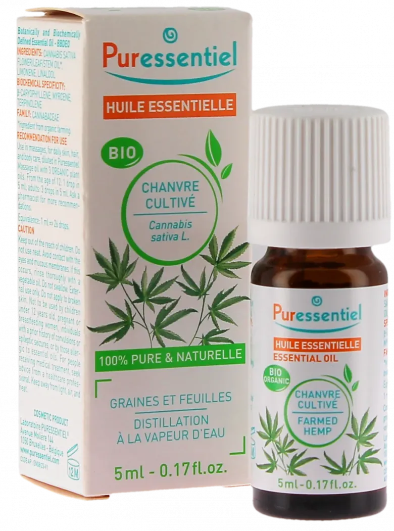 Huile essentielle chanvre cultivé Puressentiel - flacon de 5ml