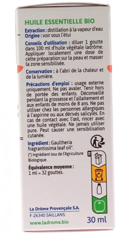 Huile essentielle Gaulthérie bio Ladrôme