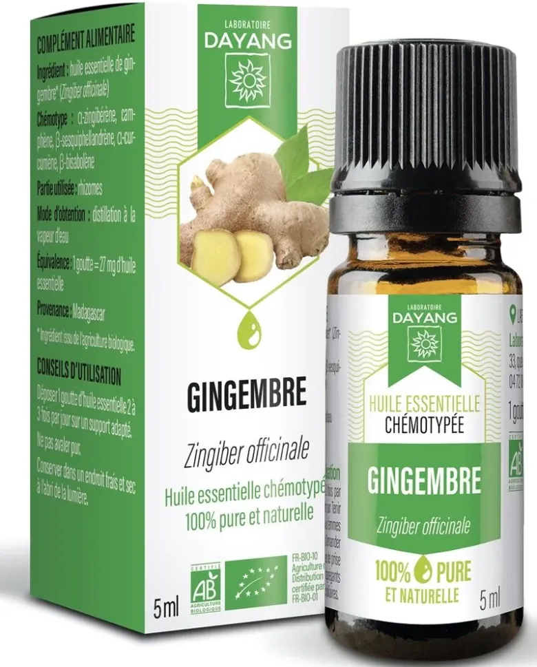 Huile essentielle Gingembre bio Dayang - flacon de 5ml