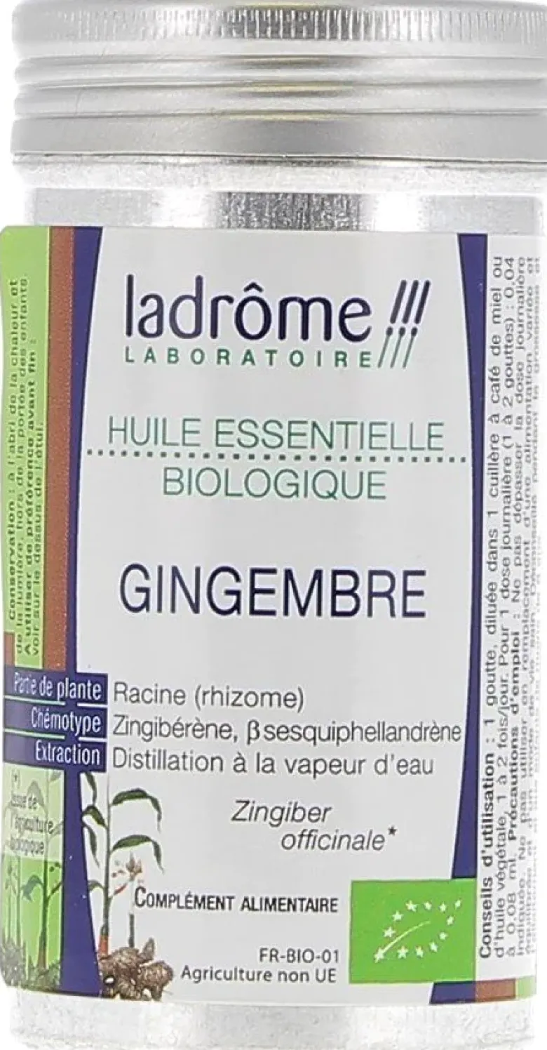 Huile essentielle gingembre Bio Ladrôme - flacon de 10 ml
