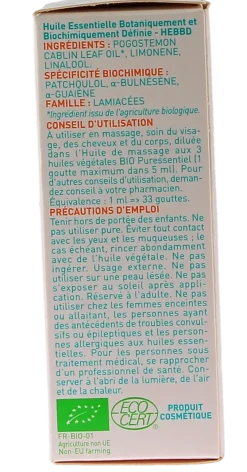 Huile essentielle Patchouli bio Puressentiel - flacon compte-goutte de 5ml