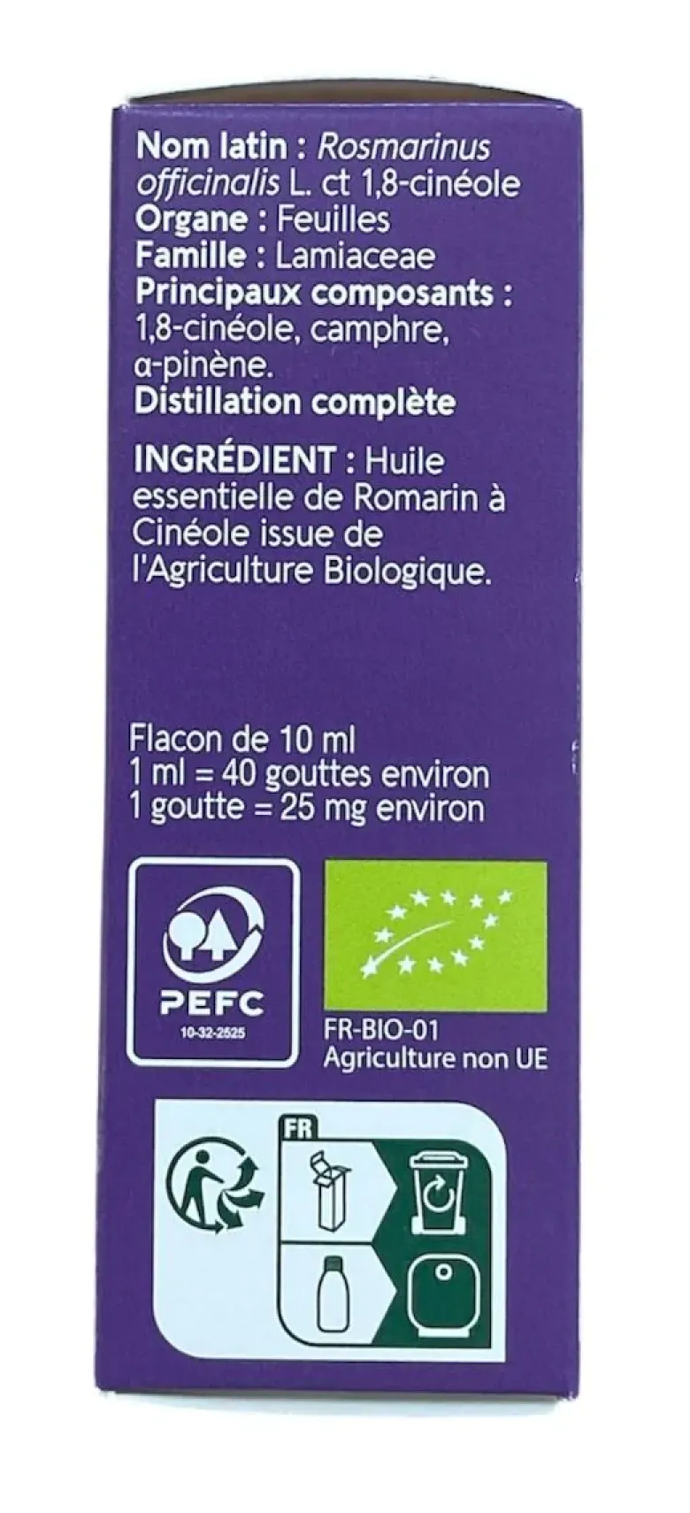 Huile essentielle Romarin à 1,8-cinéol bio Naturactive - flacon de 10ml