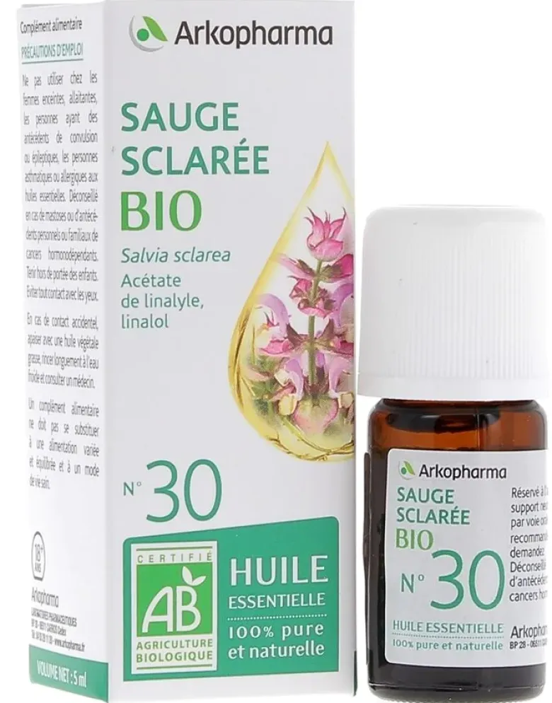 Huile Essentielle Sauge Sclarée Bio n°30 Arkopharma - flacon de 5 ml