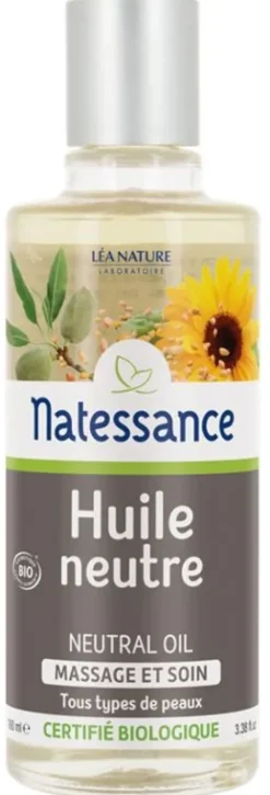 Huile neutre bio massage et soin Natessance - flacon de 100ml