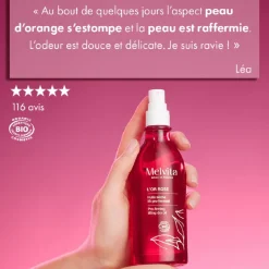 Huile sèche lift pro fermeté suractivée l'Or Rose bio Melvita - flacon à pompe de 100ml
