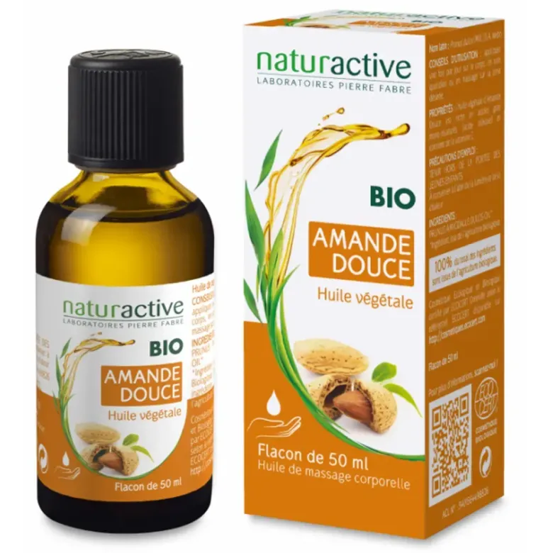 Huile végétale amande douce bio Naturactive - flacon de 50ml