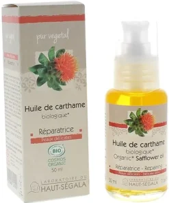 Huile végétale Carthame bio Haut-Ségala - flacon-pompe de 50 ml