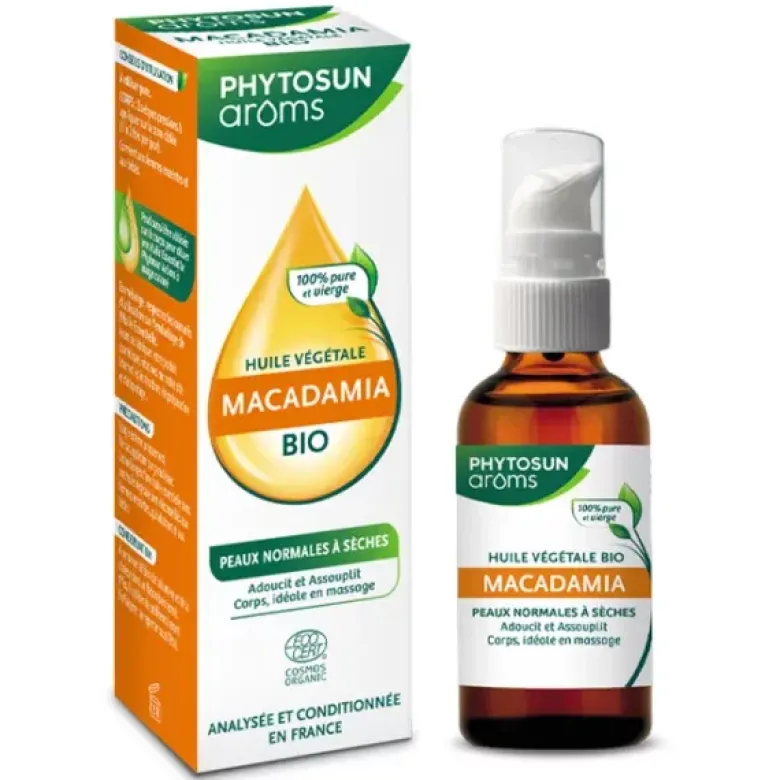Huile végétale Macadamia Bio Phytosun aroms - flacon de 50ml