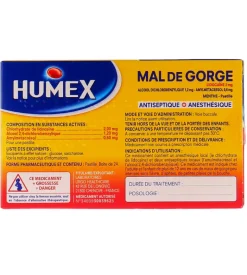 Humex mal de gorge lidocaïne 2 mg menthe – 24 pastilles