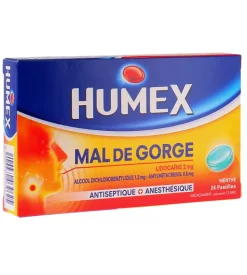 Humex mal de gorge lidocaïne 2 mg menthe – 24 pastilles