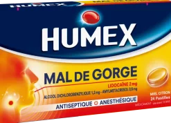 Humex mal de gorge lidocaïne miel citron – 24 pastilles