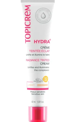 Hydra+ Crème teintée éclat Light SPF 50 Topicrem - tube de 40 ml