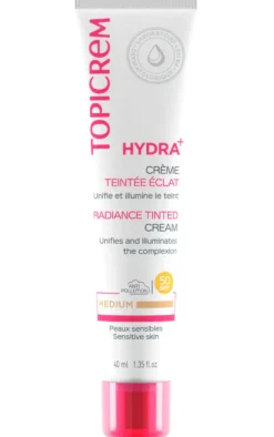 Hydra+ Crème teintée éclat Médium SPF 50 Topicrem - tube de 40 ml