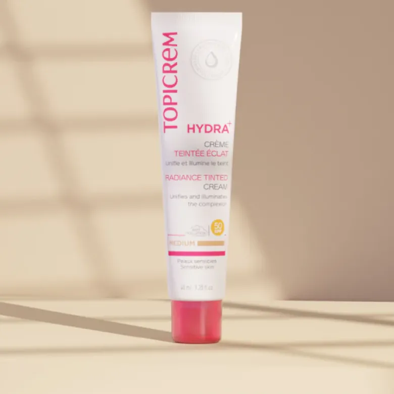 Hydra+ Crème teintée éclat Médium SPF 50 Topicrem - tube de 40 ml
