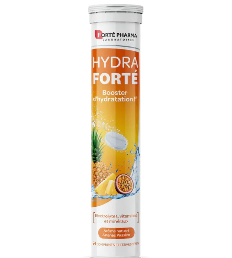 Hydra Forté booster d'hydratation arôme naturel ananas passion Forté Pharma - 24 comprimés effervescents